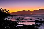 Sea Shore In Sunset Stock Photo