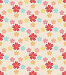 Seamless Colorful Flower Cherry Blossum Pattern Stock Photo