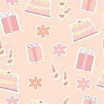 Seamless Pattern Of Birthday Elements Background,  Illustration Stock Photo