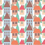 Seamless Pattern Of Colorful Houses Pattern Illustration Background Stock Photo