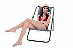 Seductive Bikini Woman Relaxing On A Deckchair Stock Photo