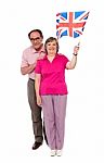 Senior Couple Holding UK Flag Stock Photo