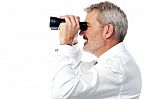 Senior Man With Binocular Stock Photo
