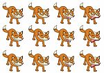 Set Of 12 Cute Cartoon Foxes Illustration Stock Photo