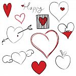Set Of Doodle Hearts Stock Photo