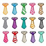 Set Of Necktie Isolated On White Background.  Illustration Stock Photo