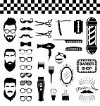 Set Of Vintage Barber Shop Items Stock Photo