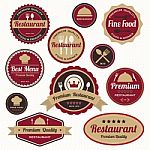 Set Of Vintage Restaurant Badges And Labels Stock Photo