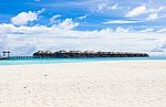 Set Of Watervillages  On The Indian Ocean, Moofushi Atoll, Maldives Stock Photo