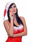 Sexy Santa Claus Girl Helper Stock Photo