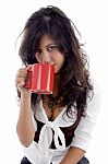 Sexy Teenager Posing With Coffee Mug Stock Photo