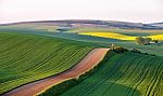 Shooting Box On Spring Green Fields Of Czech Moravia Stock Photo