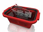 Shopping Cart And Basket Stock Photo