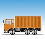 Side View Of Cargo Container Truck  Stock Photo