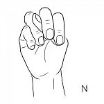 Sign Language And The Alphabet,the Letter N Stock Photo