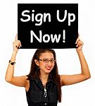 Sign Up Now On Blackboard Stock Photo