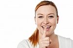 Silence Please! Lady Outbursts Laughing Stock Photo