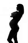 Silhouette Pregnant Woman Stock Photo
