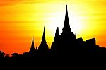 Silhouette Wat Mahathat Stock Photo