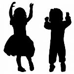 Silhouettes Of Kids Stock Photo