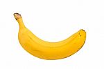 Single Banana Against White Background Stock Photo