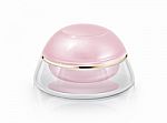 Single Pink Dome Cosmetic Jar On White Background Stock Photo