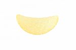 Single Potato Chip On White Background Stock Photo