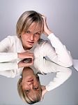 Sitting Young Woman Stock Photo