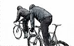 Sketch Of Cyclist Riding Fixed Gear Bicycle On Street, Illustrat Stock Photo