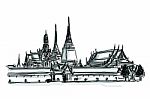 Sketchy Grand Palace Bangkok Stock Photo