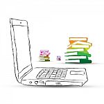 Sketchy Laptop With Books Stock Photo