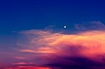 Sky In Twilight Time With Moon Stock Photo
