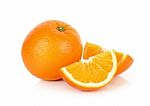 Sliced Of Orange Fruit Isolated On The White Background Stock Photo