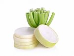 Slices White Radish Isolated On The White Background Stock Photo