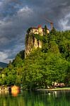 Slovenia Bled Castle Lake Stock Photo