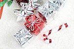 Small Box Decoration  For Christmas Day Arrange Stock Photo