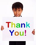 Small Boy With Thank You Board Stock Photo