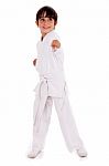 Small Karate Boy In Training Stock Photo