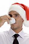 Smart Male Drinking Tea Stock Photo