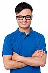 Smart Smiling Guy Wearing Spectacles Stock Photo
