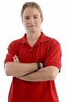Smart Young Male Posing With Arms Crossed Stock Photo