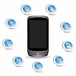 Smartphone And Icons Stock Photo