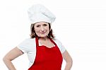 Smiling Experienced Female Chef Stock Photo