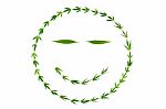 Smiling Face With Gooks Made Of Hemp Leaves Stock Photo
