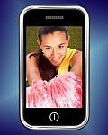Smiling Girl On Mobile Phone Stock Photo