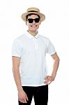 Smiling Man Wearing Hat Stock Photo