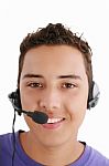 Smiling Man With Headset Stock Photo