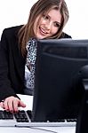 Smiling Professional Working Stock Photo