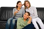 Smiling Teenage Friends Stock Photo