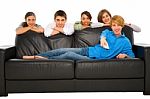 Smiling Teenage Friends Stock Photo